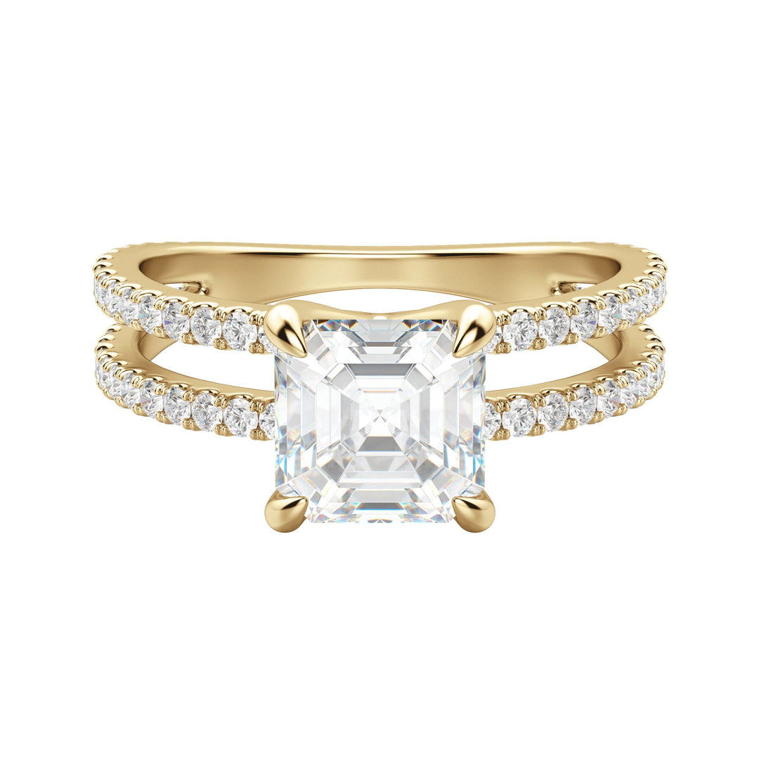 DUET ACCENTED ASSCHER CUT MOISSANITE ENGAGEMENT RING