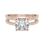 Load image into Gallery viewer, DUET ACCENTED CUSHION CUT MOISSANITE ENGAGEMENT RING