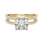 Load image into Gallery viewer, DUET ACCENTED CUSHION CUT MOISSANITE ENGAGEMENT RING