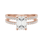 Load image into Gallery viewer, DUET ACCENTED EMERALD CUT MOISSANITE ENGAGEMENT RING