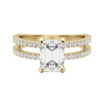 Load image into Gallery viewer, DUET ACCENTED EMERALD CUT MOISSANITE ENGAGEMENT RING