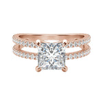 Load image into Gallery viewer, DUET ACCENTED PRINCESS CUT MOISSANITE ENGAGEMENT RING