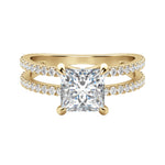 Load image into Gallery viewer, DUET ACCENTED PRINCESS CUT MOISSANITE ENGAGEMENT RING