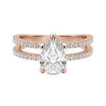 Load image into Gallery viewer, DUET ACCENTED PEAR CUT MOISSANITE ENGAGEMENT RING
