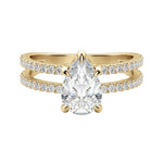 Load image into Gallery viewer, DUET ACCENTED PEAR CUT MOISSANITE ENGAGEMENT RING
