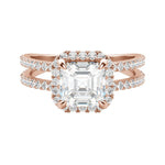 Load image into Gallery viewer, DUET HALO ASSCHER CUT MOISSANITE ENGAGEMENT RING