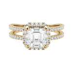 Load image into Gallery viewer, DUET HALO ASSCHER CUT MOISSANITE ENGAGEMENT RING