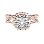 Load image into Gallery viewer, DUET HALO CUSHION CUT MOISSANITE ENGAGEMENT RING