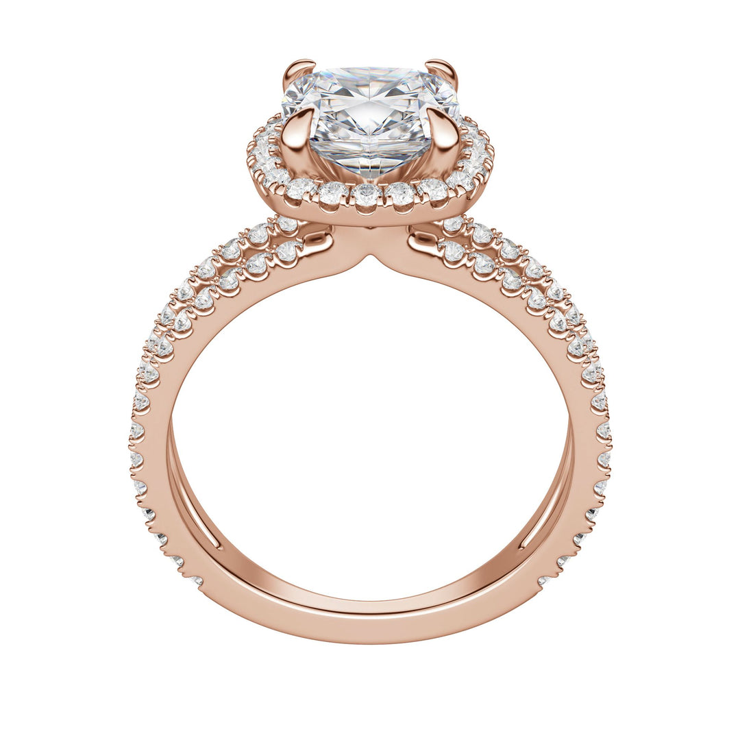 DUET HALO CUSHION CUT MOISSANITE ENGAGEMENT RING