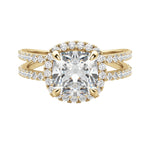 Load image into Gallery viewer, DUET HALO CUSHION CUT MOISSANITE ENGAGEMENT RING