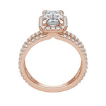 Load image into Gallery viewer, DUET HALO EMERALD CUT MOISSANITE ENGAGEMENT RING