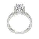 Load image into Gallery viewer, DUET HALO EMERALD CUT MOISSANITE ENGAGEMENT RING