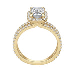 Load image into Gallery viewer, DUET HALO EMERALD CUT MOISSANITE ENGAGEMENT RING