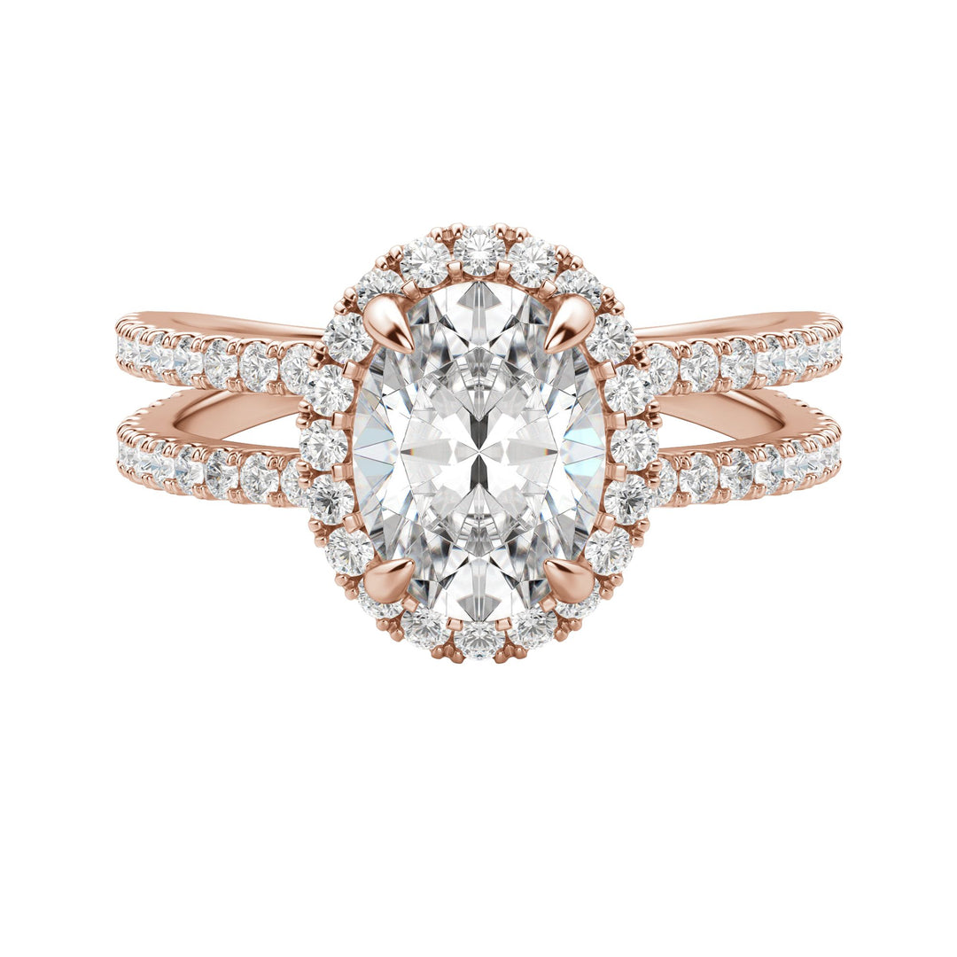 DUET HALO OVAL CUT MOISSANITE ENGAGEMENT RING