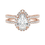 Load image into Gallery viewer, DUET HALO PEAR CUT MOISSANITE ENGAGEMENT RING