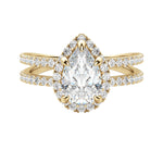 Load image into Gallery viewer, DUET HALO PEAR CUT MOISSANITE ENGAGEMENT RING