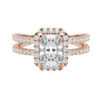 Load image into Gallery viewer, DUET HALO RADIANT CUT MOISSANITE ENGAGEMENT RING