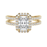 Load image into Gallery viewer, DUET HALO RADIANT CUT MOISSANITE ENGAGEMENT RING