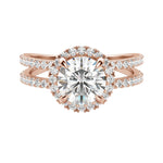 Load image into Gallery viewer, DUET HALO ROUND CUT MOISSANITE ENGAGEMENT RING