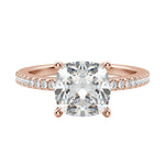 Load image into Gallery viewer, EAVE ACCENTED CUSHION CUT MOISSANITE ENGAGEMENT RING
