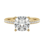 Load image into Gallery viewer, EAVE ACCENTED CUSHION CUT MOISSANITE ENGAGEMENT RING