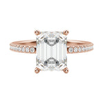 Load image into Gallery viewer, EAVE ACCENTED EMERALD CUT MOISSANITE ENGAGEMENT RING