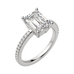 Load image into Gallery viewer, EAVE ACCENTED EMERALD CUT MOISSANITE ENGAGEMENT RING