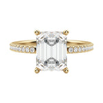 Load image into Gallery viewer, EAVE ACCENTED EMERALD CUT MOISSANITE ENGAGEMENT RING