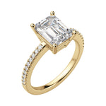 Load image into Gallery viewer, EAVE ACCENTED EMERALD CUT MOISSANITE ENGAGEMENT RING