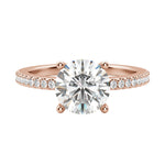Load image into Gallery viewer, EAVE ACCENTED ROUND CUT MOISSANITE ENGAGEMENT RING