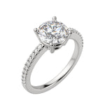 Load image into Gallery viewer, EAVE ACCENTED ROUND CUT MOISSANITE ENGAGEMENT RING