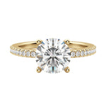 Load image into Gallery viewer, EAVE ACCENTED ROUND CUT MOISSANITE ENGAGEMENT RING
