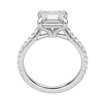 Load image into Gallery viewer, EDGY ACCENTED EMERALD CUT MOISSANITE ENGAGEMENT RING