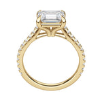 Load image into Gallery viewer, EDGY ACCENTED EMERALD CUT MOISSANITE ENGAGEMENT RING