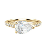 Load image into Gallery viewer, EDGY ACCENTED PEAR CUT MOISSANITE ENGAGEMENT RING