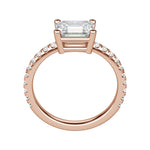 Load image into Gallery viewer, EDGY BASKET ACCENTED EMERALD CUT MOISSANITE ENGAGEMENT RING