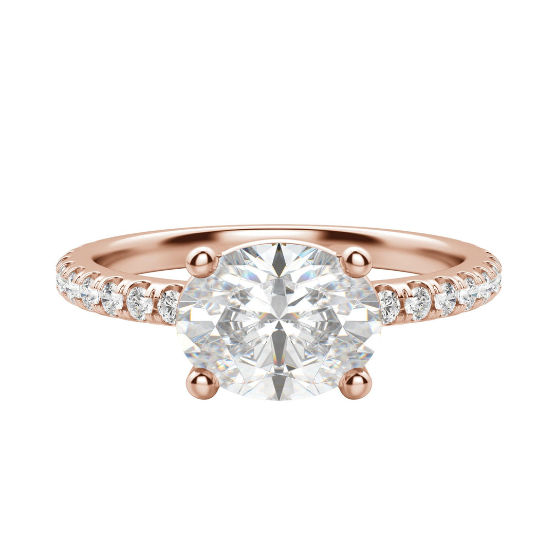 EDGY BASKET ACCENTED OVAL CUT MOISSANITE ENGAGEMENT RING