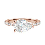 Load image into Gallery viewer, EDGY BASKET ACCENTED PEAR CUT MOISSANITE ENGAGEMENT RING