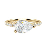 Load image into Gallery viewer, EDGY BASKET ACCENTED PEAR CUT MOISSANITE ENGAGEMENT RING