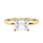 Load image into Gallery viewer, EDGY BASKET CLASSIC EMERALD CUT MOISSANITE ENGAGEMENT RING