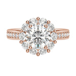 Load image into Gallery viewer, FAUN ACCENTED ROUND CUT MOISSANITE ENGAGEMENT RING