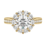 Load image into Gallery viewer, FAUN ACCENTED ROUND CUT MOISSANITE ENGAGEMENT RING