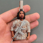 Load image into Gallery viewer, FIERCE WARRIOR PORTRAIT FACE WORK ICE OUT HAND INLAID MOISSANITE PENDANT