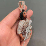 Load image into Gallery viewer, FIERCE WARRIOR PORTRAIT FACE WORK ICE OUT HAND INLAID MOISSANITE PENDANT