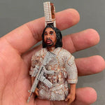 Load image into Gallery viewer, FIERCE WARRIOR PORTRAIT FACE WORK ICE OUT HAND INLAID MOISSANITE PENDANT