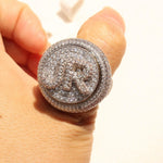 Load image into Gallery viewer, FULL ICED OUT MOISSANITE CUSTOM SPINNING INITIAL BUBBLE LETTER ROTATABLE PARTY RING