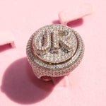Load image into Gallery viewer, FULL ICED OUT MOISSANITE CUSTOM SPINNING INITIAL BUBBLE LETTER ROTATABLE PARTY RING