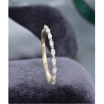 Load image into Gallery viewer, HALF ETERNITY VINTAGE YELLOW GOLD MARQUISE CUT MOISSANITE STACKING WEDDING BAND FOR WOMEN