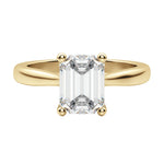 Load image into Gallery viewer, HARP EMERALD CUT MOISSANITE ENGAGEMENT RING