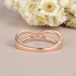 Load image into Gallery viewer, INFINITY ROSE GOLD RING HALF ETERNITY MINIMALIST WEDDING BANDS MATCHING BAND MOISSANITE RING